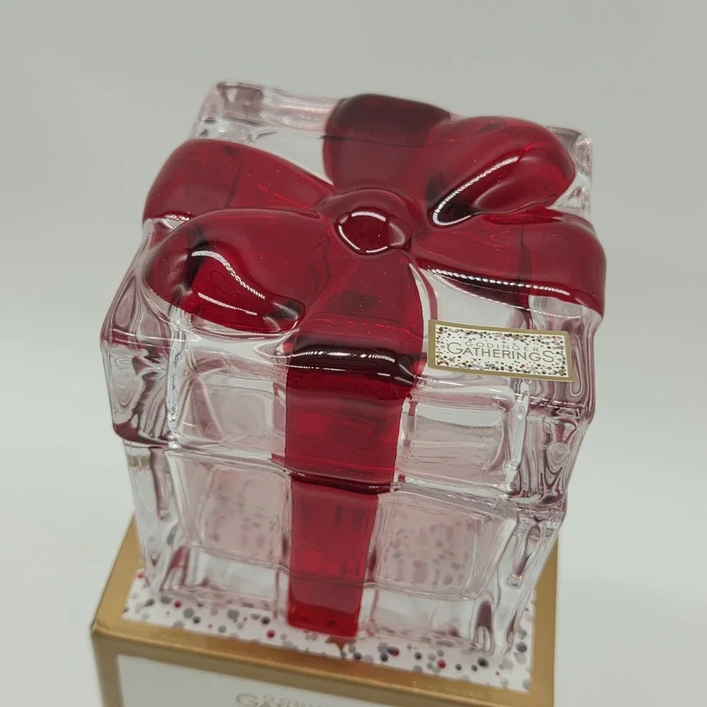 Godinger Gatherings Crystal Present Box Shannon By Godinger Red Bow # 28643